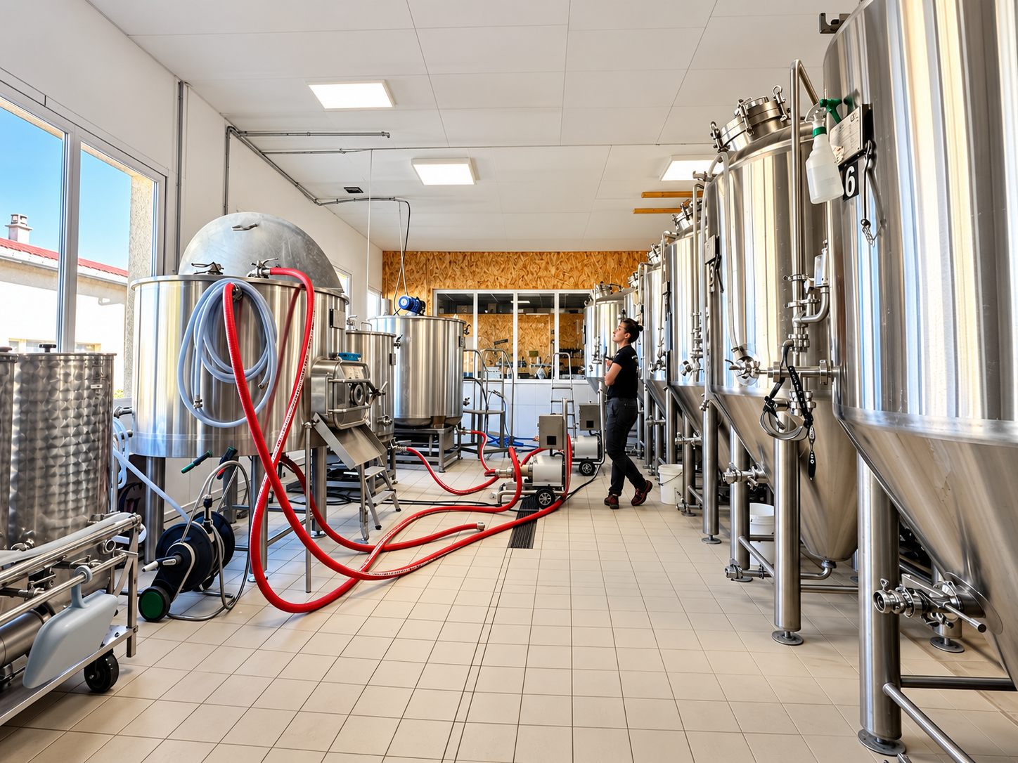 Brasseur au travail dans la brasserie artisanale La Brelok' aux Fins (Doubs)